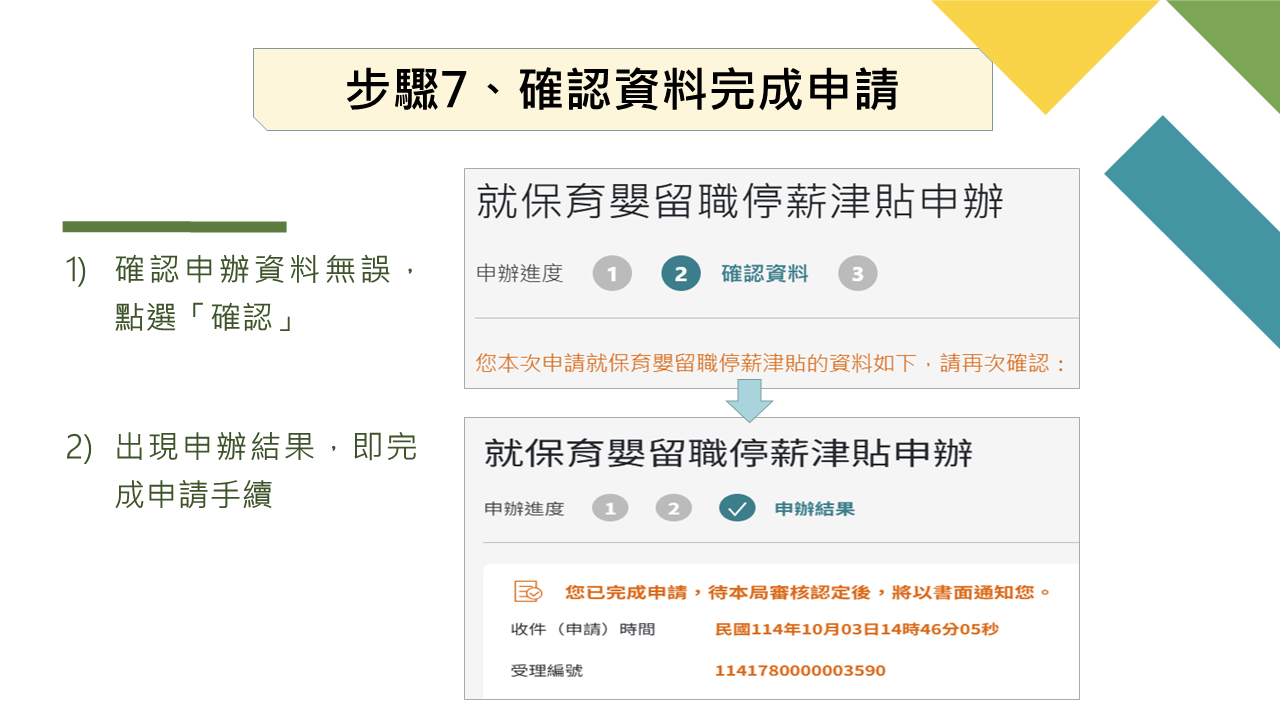 步驟7、確認資料完成申請
