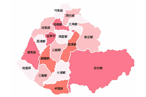 苗栗縣主要服務轄區地圖
