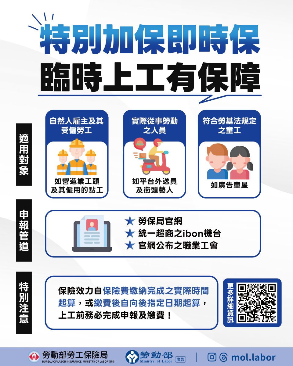 特別加保即時保,臨時上工有保障