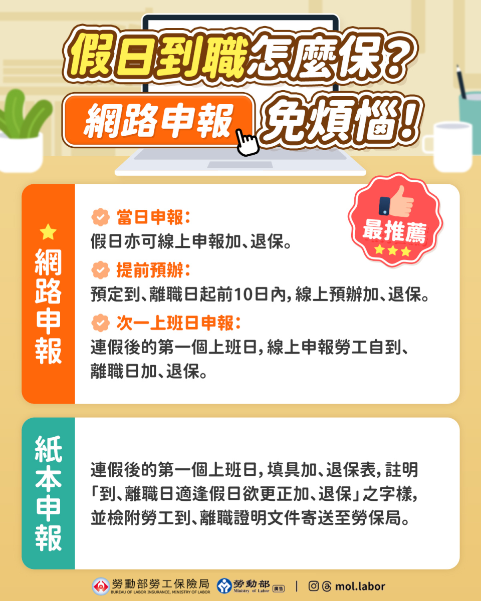 假日到職怎麼保？網路申報免煩惱